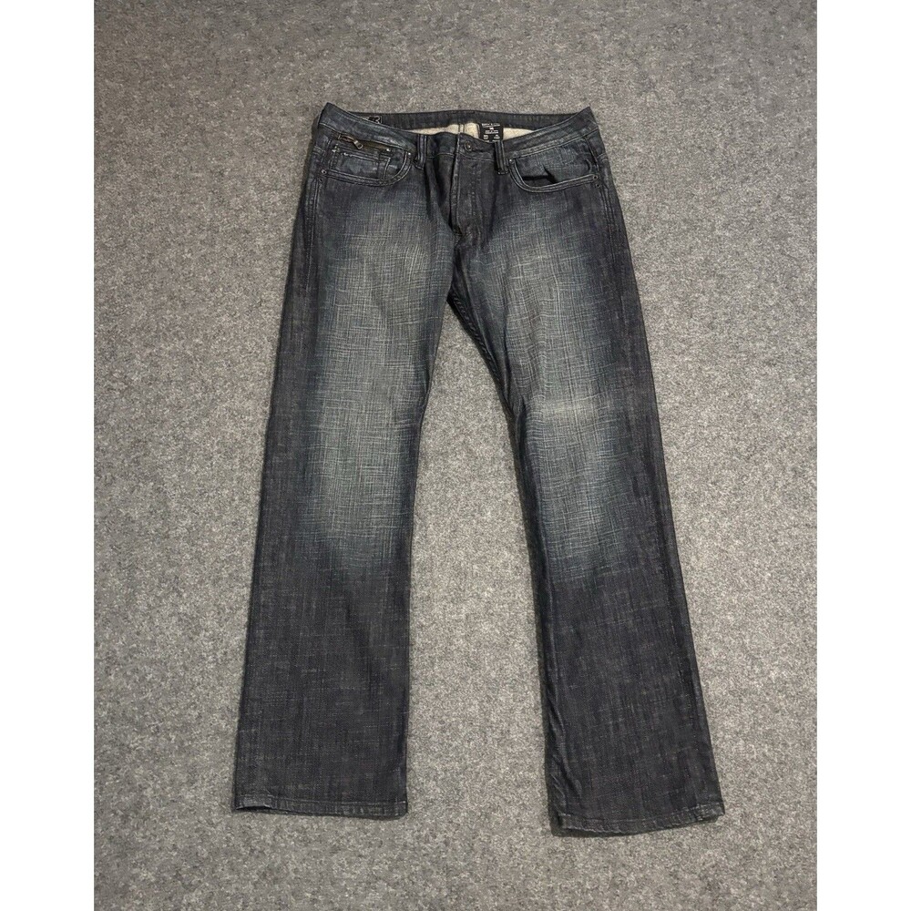 Buffalo David Bitton Jeans Mens 36x33 Straight Leg Denim Dark Wash